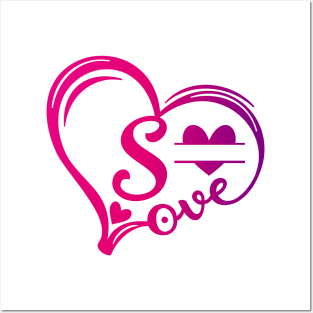 letter s monogram in the shape of love Posters and Art